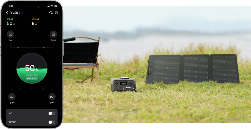 Monitir solag charging with EcoFlow app